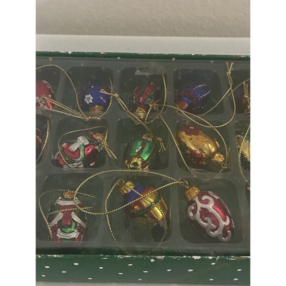 Vtg Dillard's Mini Christmas Ornaments Box of 18 Tree Cat Stocking Angel Snowman - Picture 5 of 7